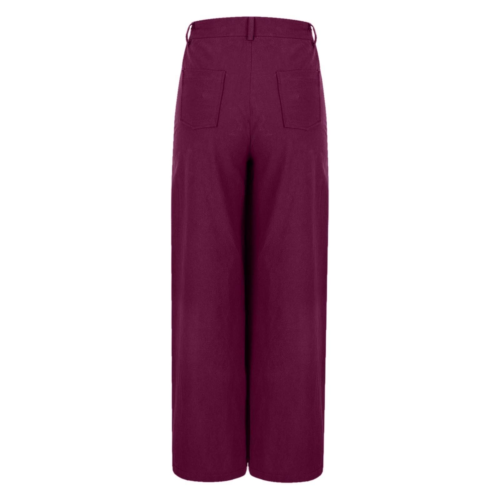 thumbnail image 4 of Pantalones palazzo de cintura alta para mujer - Pierna ancha, bolsillos - Informal/Mezcla de lino - Pantalones de moda - S-XXL, 4 of 5